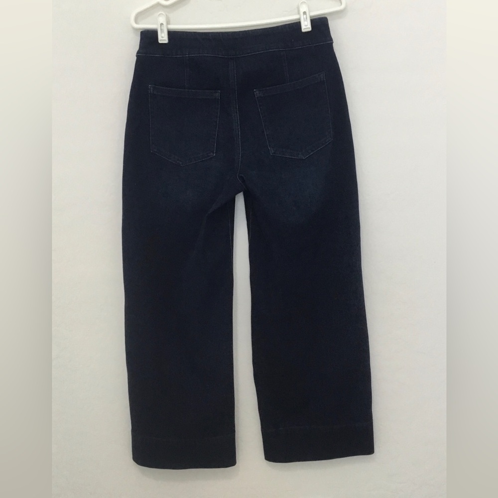 New - Chico's Pull On Wide Leg Crop Jeans, Dark Wash Denim, 0 or US 4 - Picture 2 of 3
